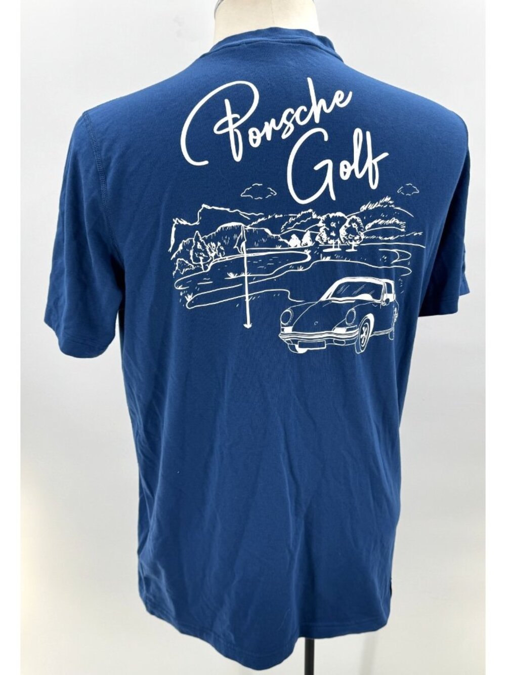 New Porsche Golf Puma Racing Cotton Blue Graphic Print T Shirt Top Men's Sz L